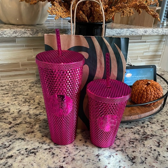 NWT Starbucks Holiday 2022 Pink Stud Bling Tumbler Cold Cups - Picture 2 of 2